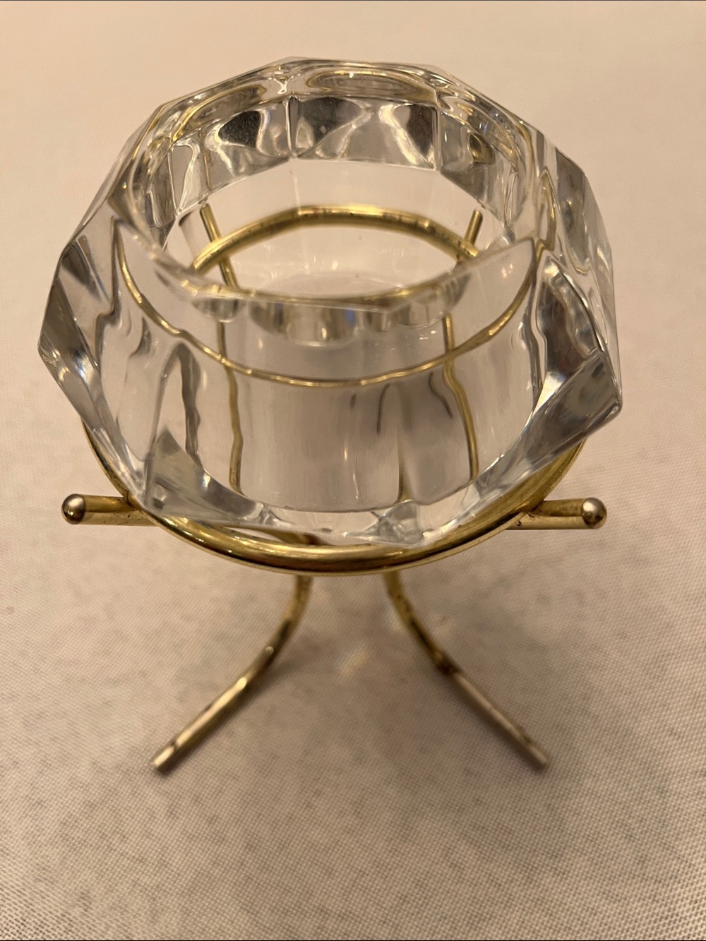 Vintage Partylite 24% lead Crystal diamond shaped solitaire votive candle holder